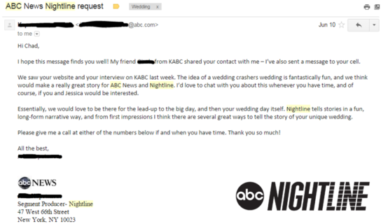 Riddersen Wedding - ABC Nightline Request