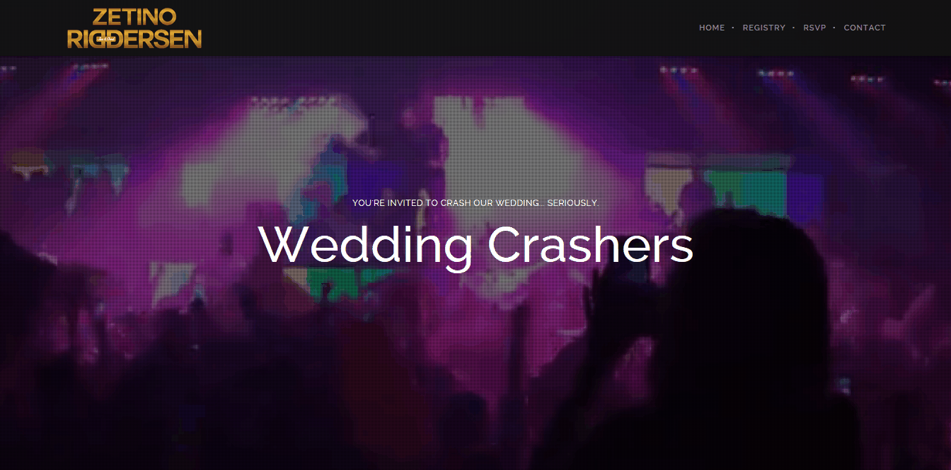Riddersen Wedding Website - Wedding Crasher Page
